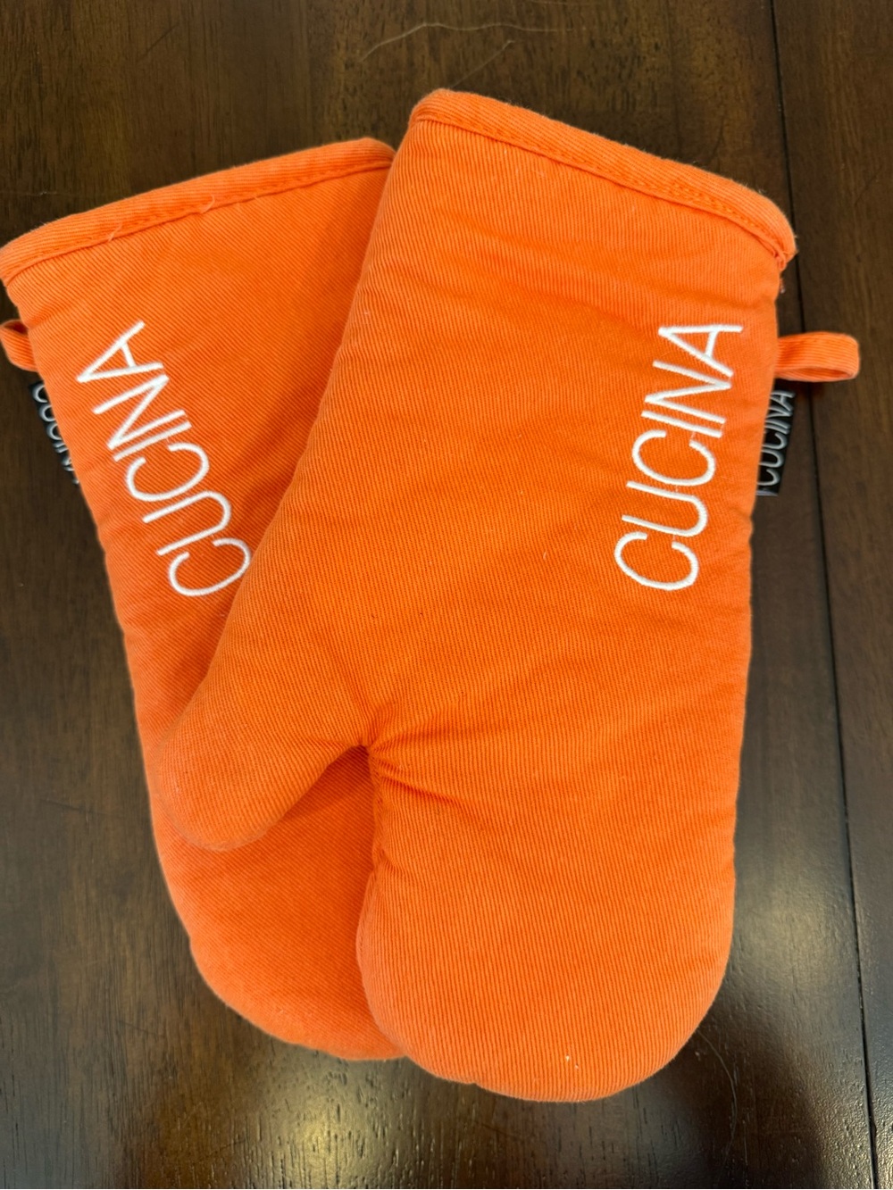 Orange Oven Mitts — Set of 2
